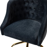 Velvet Clemence Black Task Chairs/Study Chair/Office Chair for Study Room, Office, Swivel Armchair with Gold Base